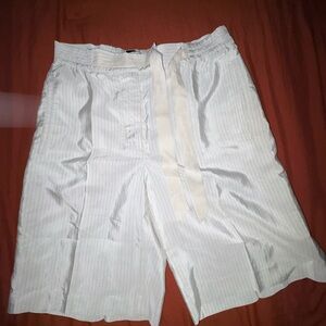 Prada 100% Silk Cream Striped Shorts